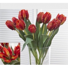 Hermoso set de 12 tulipanes de seda que al tacto parecen naturales. Ideales para regalar y decorar cualquier ambiente.